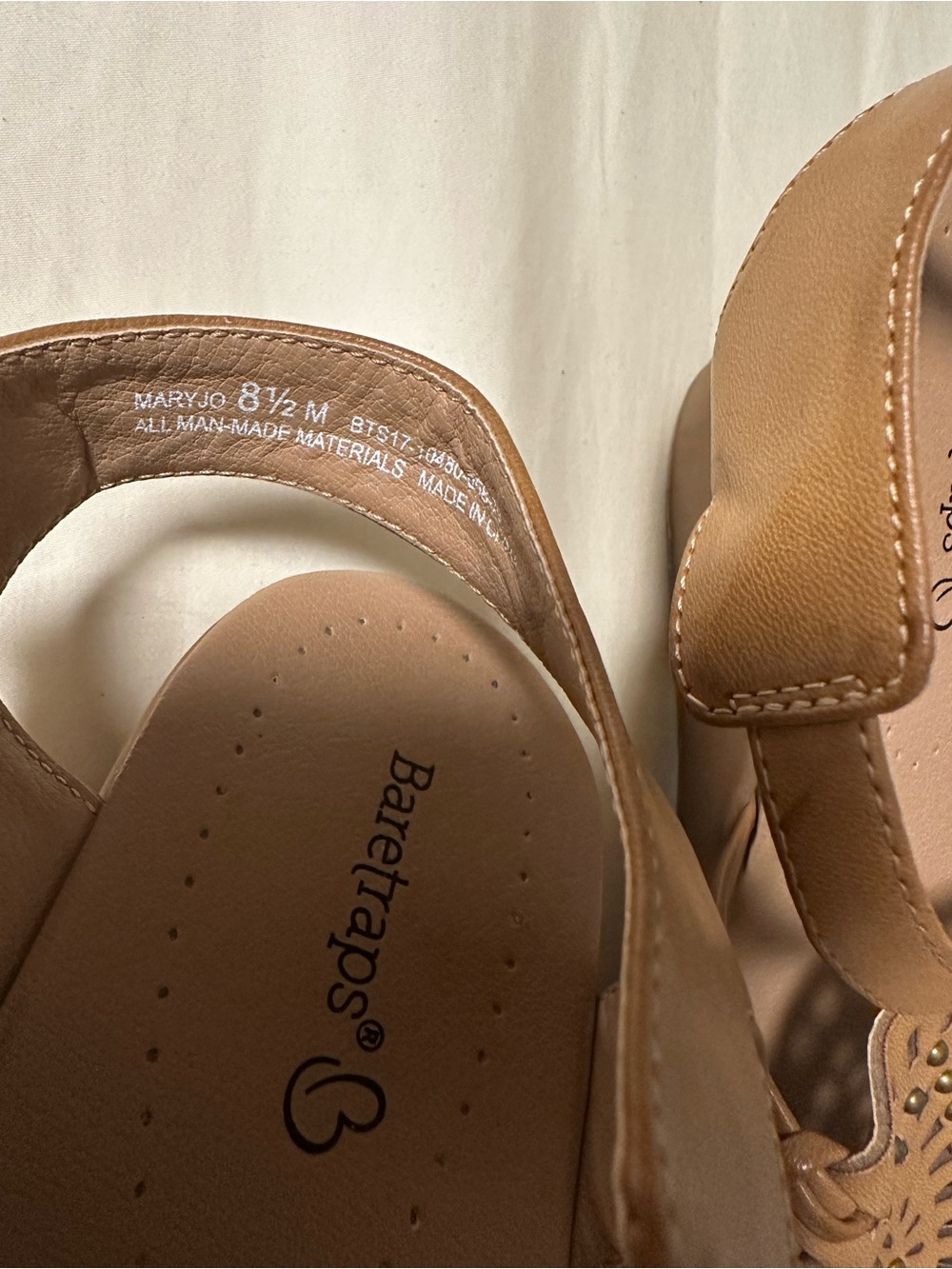 BareTraps Women's Cognac Braided Laser-Cut Ankle Strap Sandals Size 8.5M - Picture 3 of 6